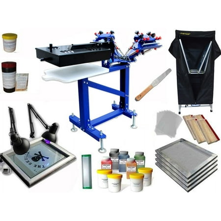 Techtongda 3 Color 1 Station Screen Printing Full Kit Micro-registration Screen Printing Press the Flash Dryer UV Exposure Drying Cabinet Material Kit #006895