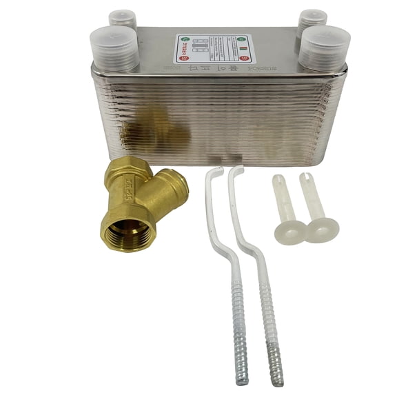 Techtongda 30-Plate Water to Water Brazed Plate Heat Exchanger Hot Water Exchanger for Heating System Stainless Steel