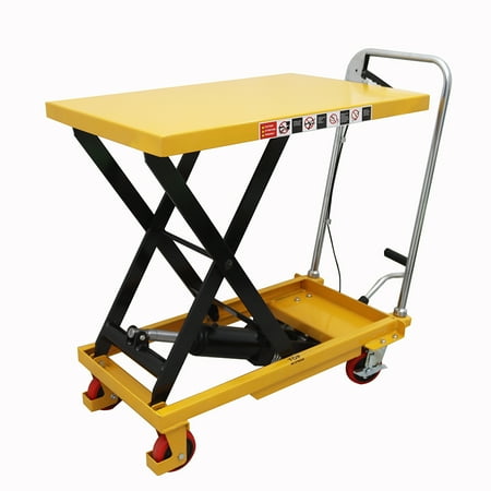 Techtongda 330LBS Hydraulic Scissor Lift Table Cart Manual Hydraulic Lifting Platform
