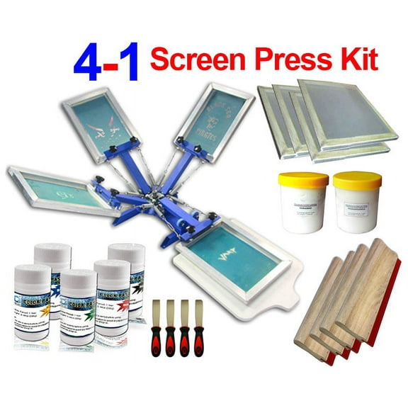 Techtongda 4 Color 1 Station Screen Printing Kit T -Shirt DIY Printing Press Screen Printer Tools
