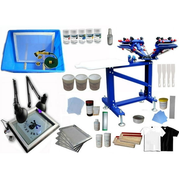 Techtongda 4 Color 1 Station Screen Printing Kit for Starter Screen Printing Press #006893