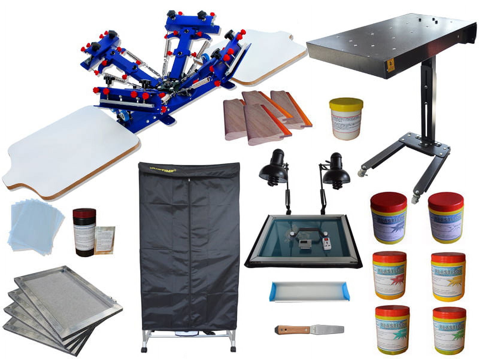 Techtongda 4 Color Screen Printing Press Kit Flash Dryer Exposure ...
