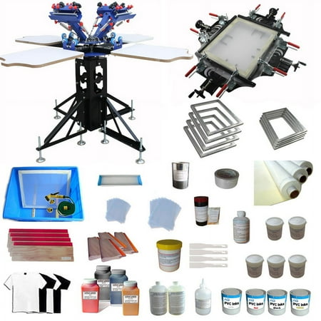Techtongda 4 Color Silk Screen Printing Kit Machine Screen Stretcher Aluminum Frame Tools Chemical #006933