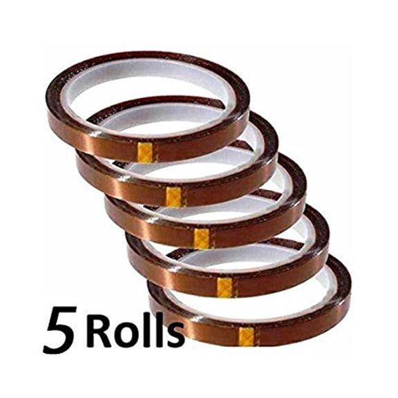 Techtongda 5 Rolls Heat Resistant Tape High Temperature Heat Sublimation and Heat Press Transfer Tape 10mm X 30m Per Roll