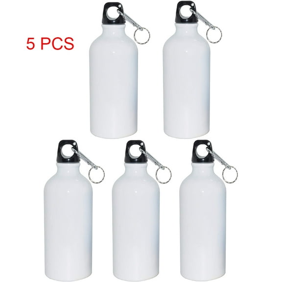 Techtongda 5 pcs 500ml Blank Aluminium Water Bottle Heat Transfer Sports Bottle White
