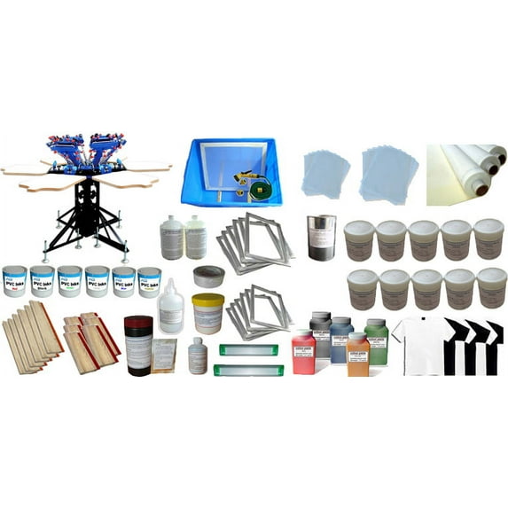 Techtongda 6 Color Screen Printing Kit with Materials 6 Color 6 Station Silk Screen printing Machine #006969