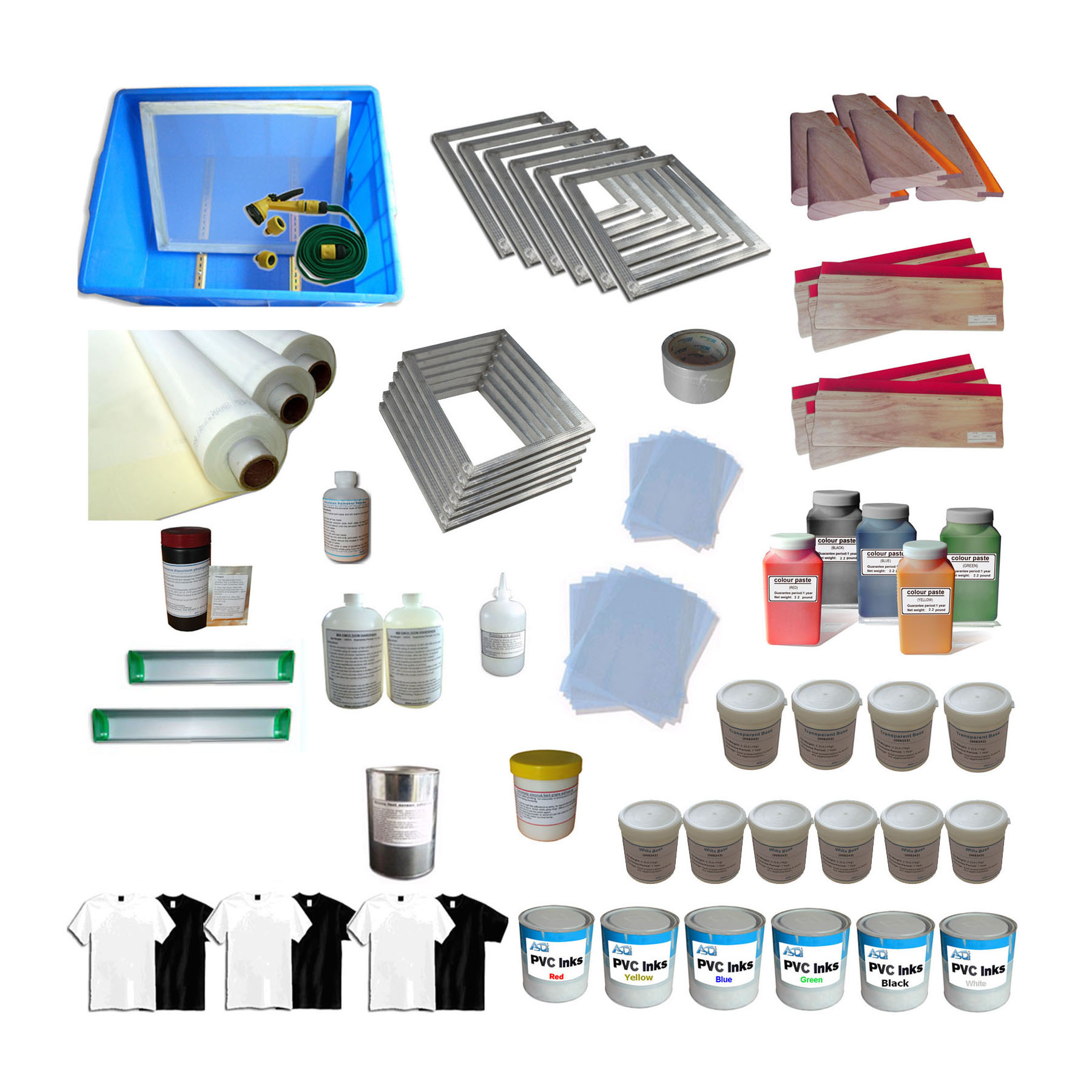 Techtongda 6 Color Silk Screen Printing Accessories Full Set Kit Exposure Unit Squeegee Ink Supply - image 1 of 2