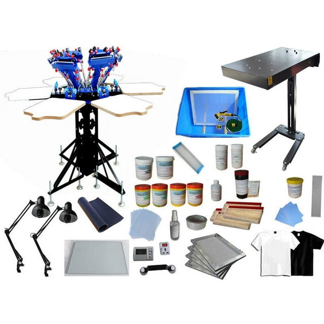 Techtongda 6 Color Silk Screen Printing Press Equipment Kit with Complete Supply Materials #006962
