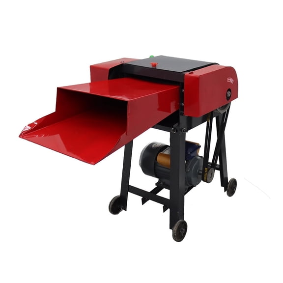 Techtongda 6-blade Hay Cutter Pulverizer Chaffcutter Grass Chopper Trimmer with Belt Conveyor 220V