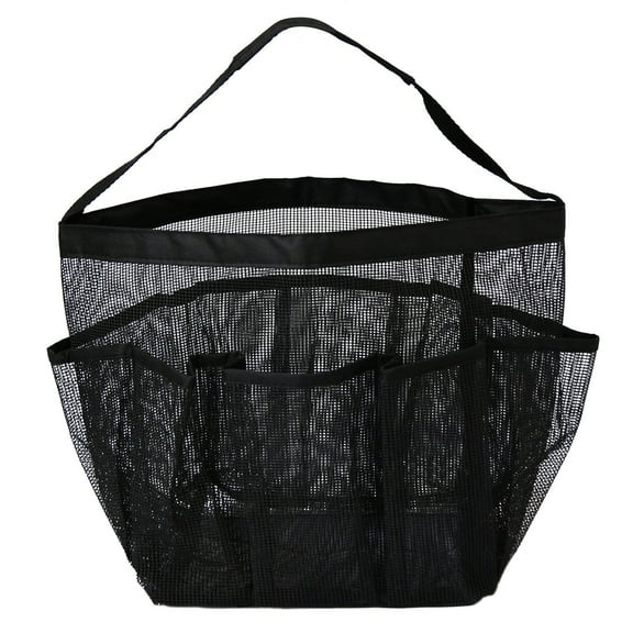 Techtongda 8 Pocket Shower Mesh Tote Portable Mesh Shower Bathroom Basket Bag Quick Dry Breathable Caddy Tote Black