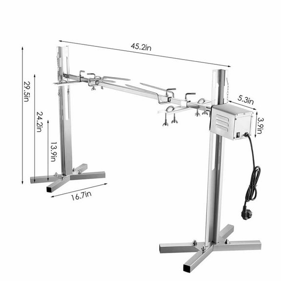 Techtongda 90Lbs BBQ Motor Lamb Skewer Spit Roaster Simple-Economic Outdoor Portable 304 Stainless Steel