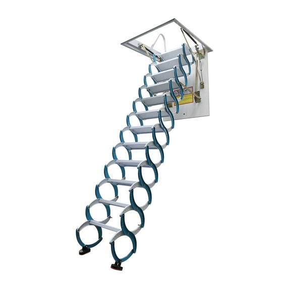 Techtongda Attic Ladder Ceiling Folding Loft Ladder Attic Stairs Telescopic Folding Ladder Carbon Steel Blue