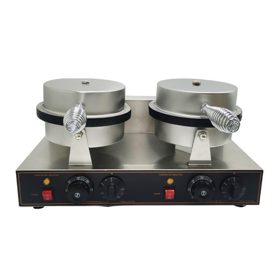 Techtongda Double Station Electric Nonstick Ice Cream Egg Waffle Cone Baker Ice Cream Cone Maker Machine