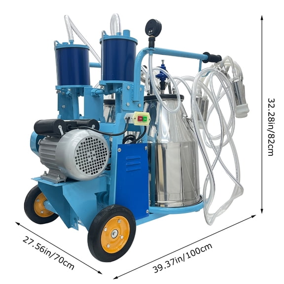 Techtongda Electric Double Barrel Piston Milking Machine for Cattle with 304 Stainless Steel Bucket