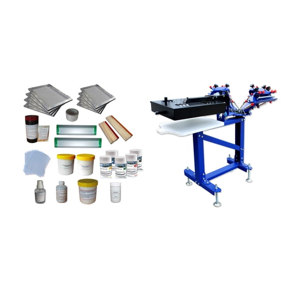 Techtongda Floor Type 3 Color 1 Station Micro-registration Screen Printing Press Kit A with Dryer Material Supply #006899