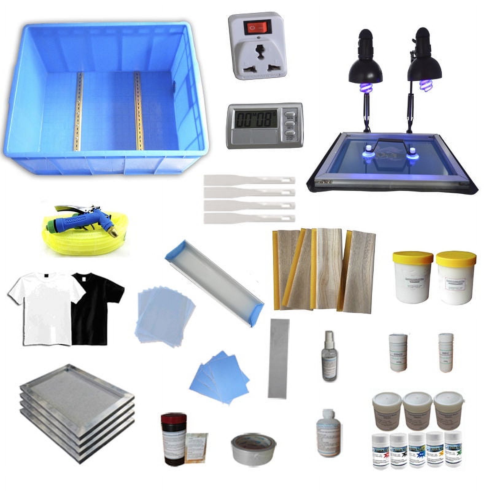 Techtongda Full 4 Color Silk Screen Printing Supply Kit Squeegee UV Exposure Unit Materials #006802 - image 1 of 6