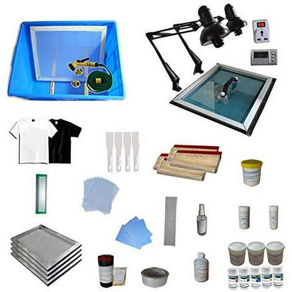 Techtongda Full Set 4 Color Silk Screen Printing Press Materials Kit Screen Printing Supply