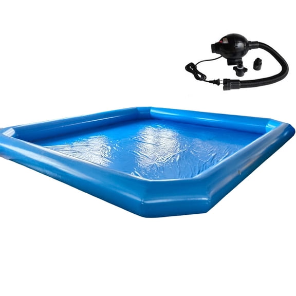 Techtongda Inflatable Family Swimming Pool for Water Walking Ball with Blower 7*7*0.55m Blue