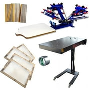 Techtongda Manual 4 Color Screen Printing Press Kit Flash Dryer Squeegee Screen Frame #006935