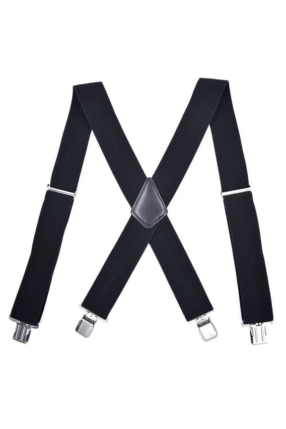 Men's Adjustable Elastic Suspenders, Black