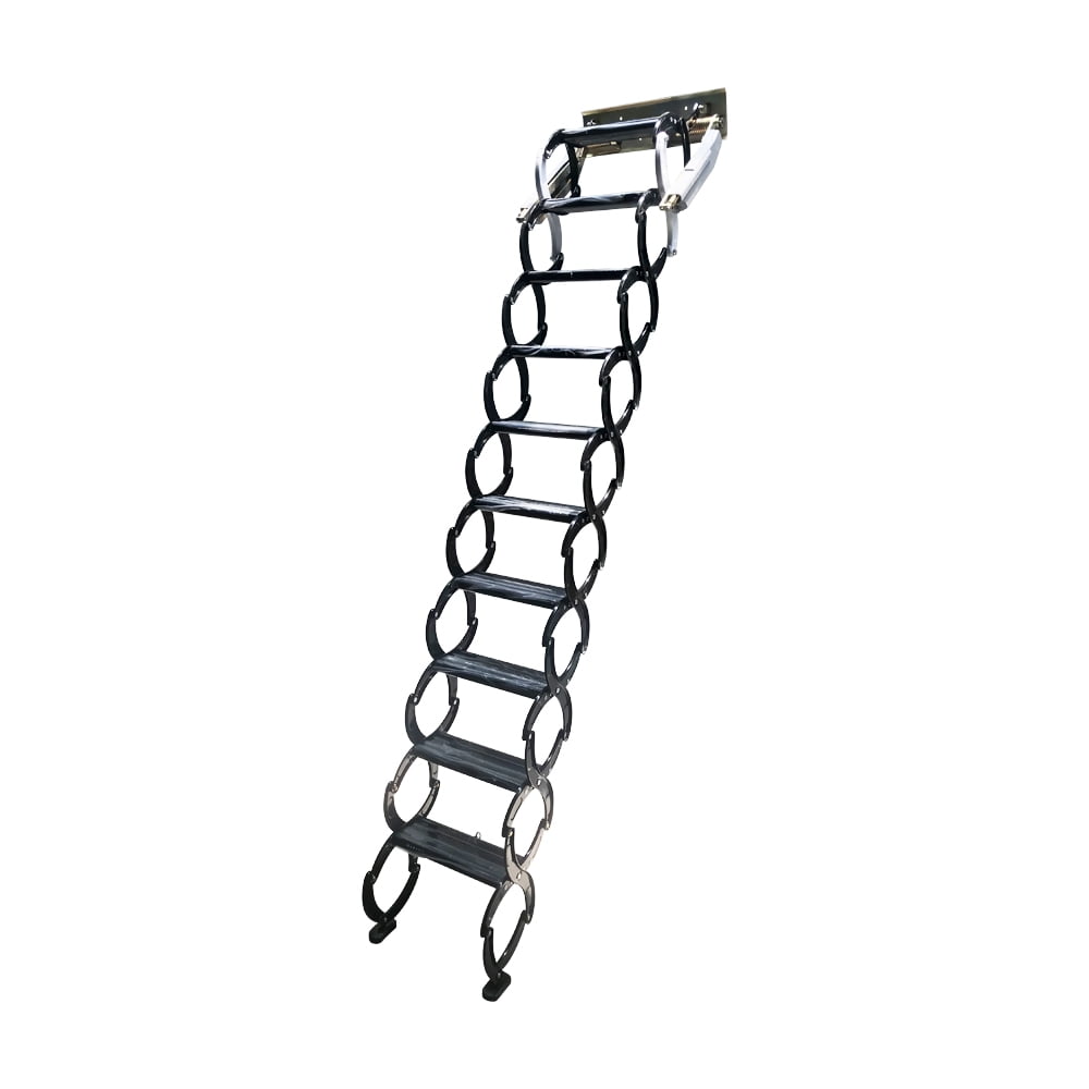 Techtongda Narrow Wall Mounted Folding Loft Ladder Stairs Black Telescopic Folding Ladder Al-mg Alloy