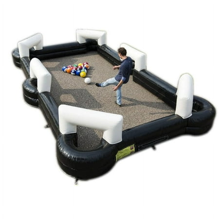 Techtongda PVC Portable Inflatable Snooker Ball Game Inflatable Foot Pool Table Football Pool 16*9.5ft with 16 Footballs 110V Blower