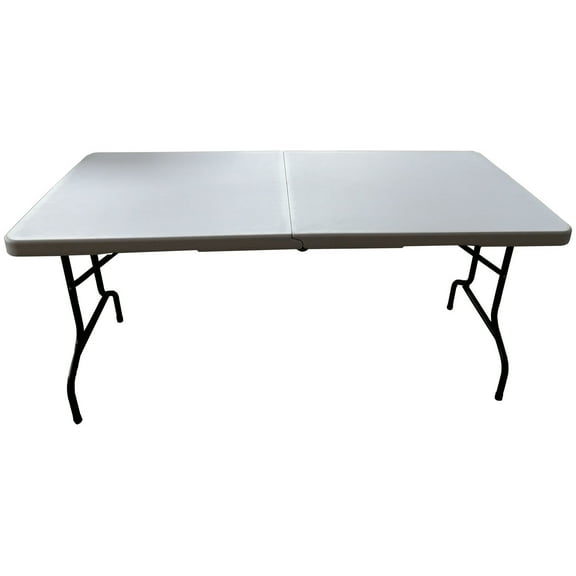Techtongda Rectangle White Portable Centerfold Folding Table Tailgating Camping and Outdoor Table