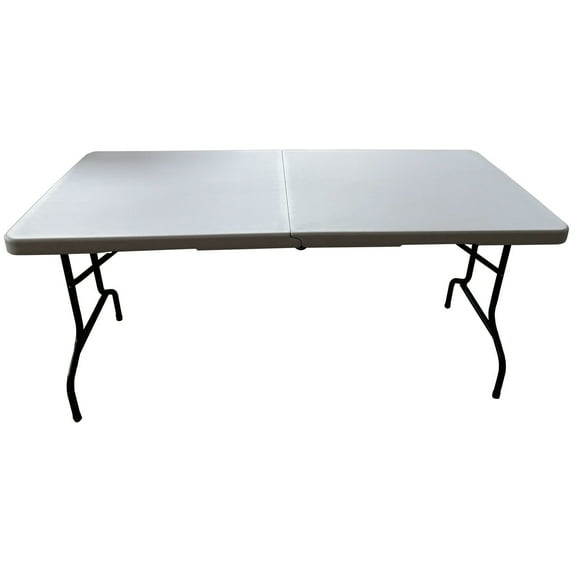 Techtongda Rectangle White Portable Centerfold Folding Table Tailgating Camping and Outdoor Table