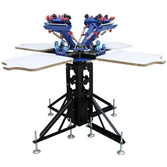 Techtongda Screen Printing Equipment 4 Color 4 Station Adjustable Press Machine Press T-Shirt Rotating Frame & Pallet