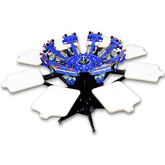 Techtongda Screen Printing Machine Silk Screen Printing Machine Screen Printing Press 8 Color 8 Station Double Spring T-shirt Press DIY