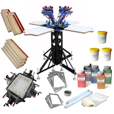 Techtongda Screen Printing Screen Frame Stretching Kit Screen Stretcher & 4 Color Press Printer & DIY Tools Ink