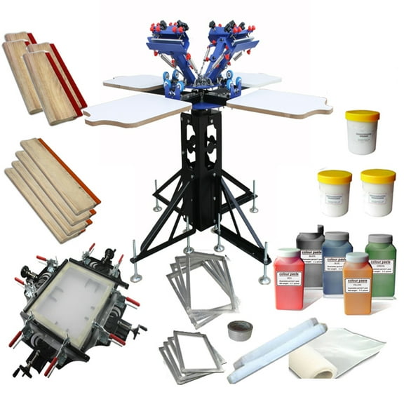 Techtongda Screen Printing Screen Frame Stretching Kit Screen Stretcher & 4 Color Press Printer & DIY Tools Ink