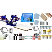 Techtongda Silk Screen Printing Press Kit 4 Color 1 Station Screen Printing Machinewith Consumable Printing Tools #006961