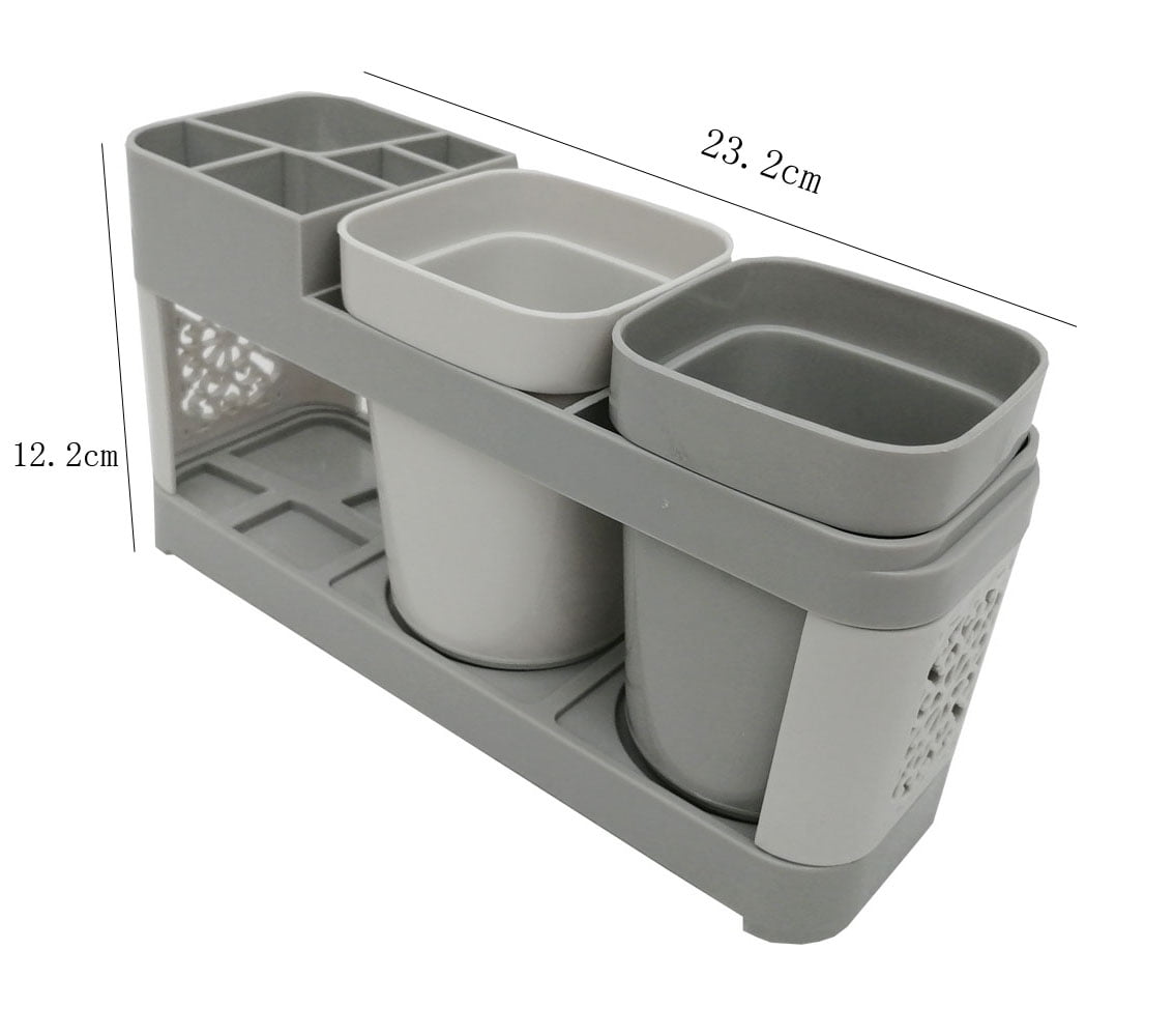 Techtongda Toothbrush Toothpaste Stand Holder with Cups Bathroom ...