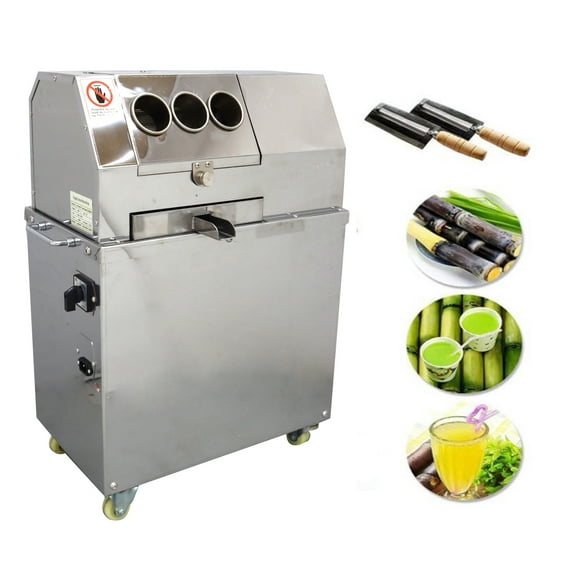 Techtongda Vertical Electric Sugar Cane Ginger Press Juicer Machine Sugarcane Press Extractor 3 Rollers 3 Feed Ports