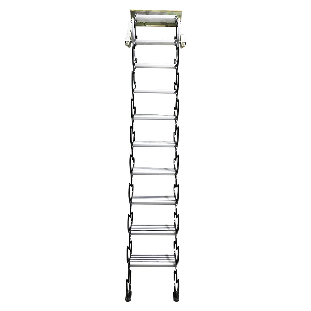 Techtongda Wall Mounted Folding Loft Ladder Stairs Black Al Mg Alloy