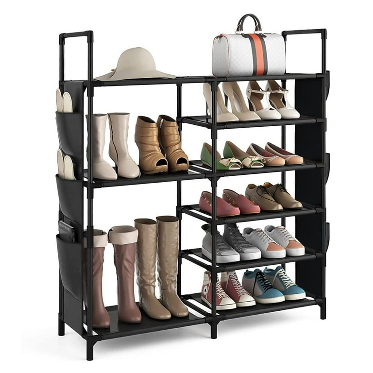 J&V TEXTILES Stackable Shoe Storage and Organizer Racks 4-Tier 6