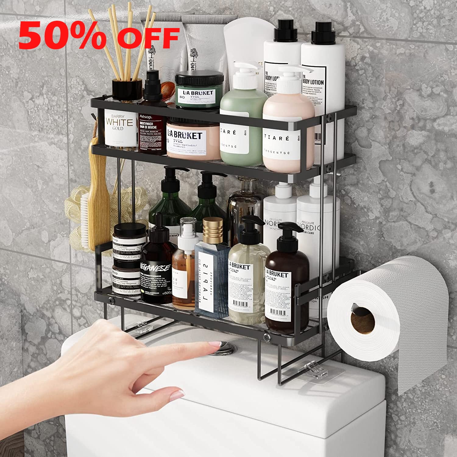 Techvida Bathroom Organizer Shelf 2-Tier Bathroom Metal Shelf over The ...