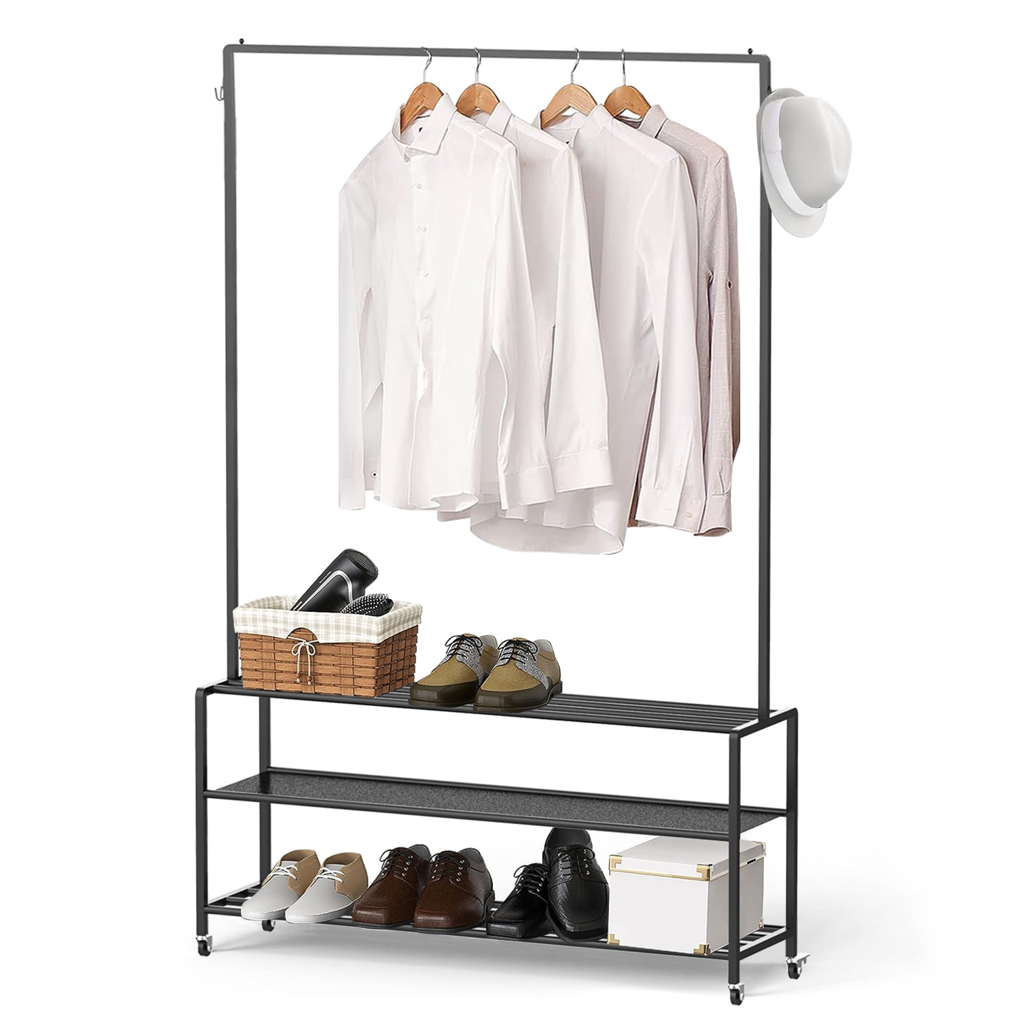 Rubbermaid 48-Inch Titanium Space Add-On Shelving wif Hang Rod Kit