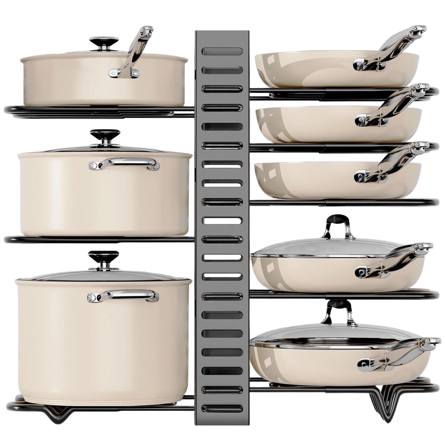 Techvida Pot Rack Organizer, 8-Tier Kitchen Pot and Pan Organizer with 4 Hooks, Adjustable Pot Organizer for Cabinet,Pot Pan Rack Under Sink Organizers and Storage - Walmart.com