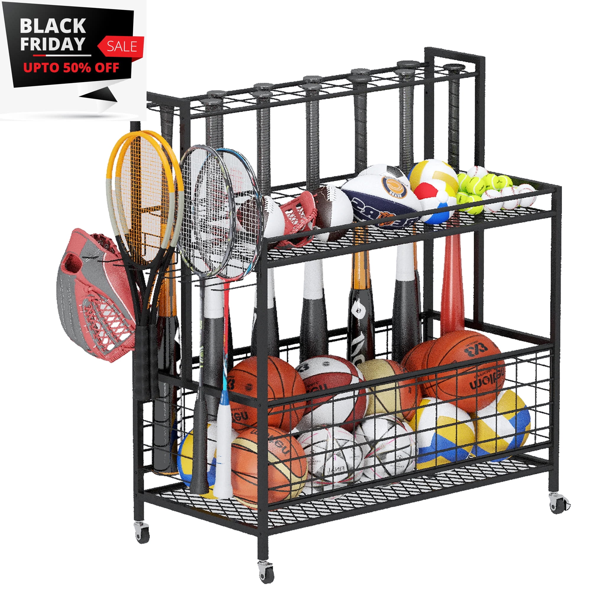 Techvida Sports Equipment Organizer, Ball Storage Rack, Ball Storage