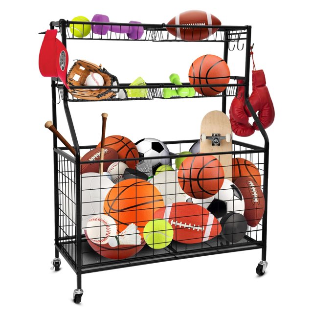 Techvida Sports Equipment Organizer, Ball Storage Rack, Garage Ball