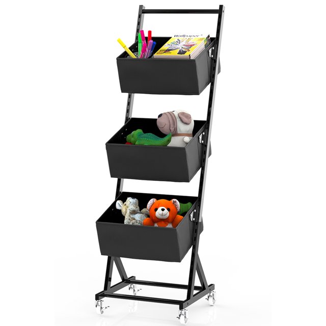 Techvida Toy Storage Organizer Large Capacity Metal Shelves Storage with 3 Bins and Lockable