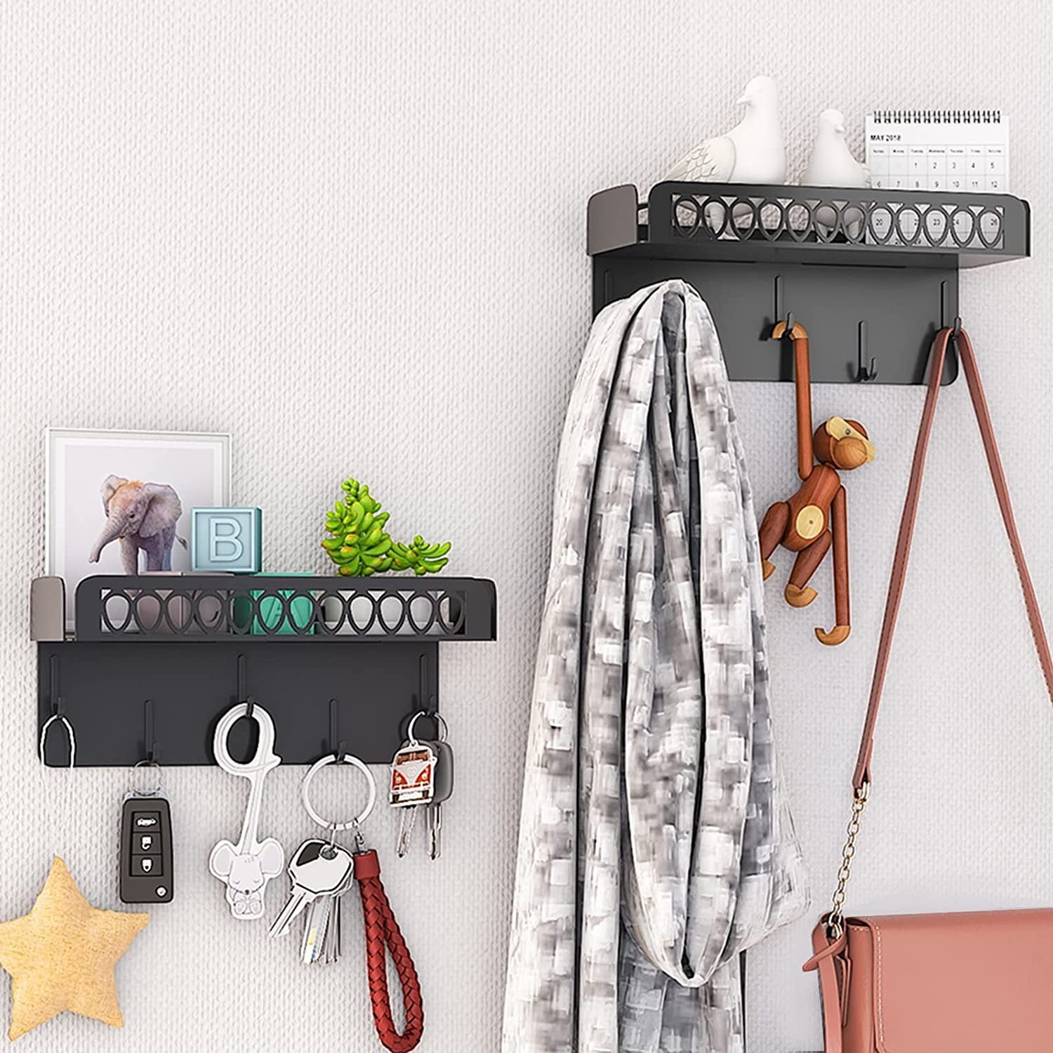 Techvida Wall Decorative Key Holder with 5 Double Key Hooks and