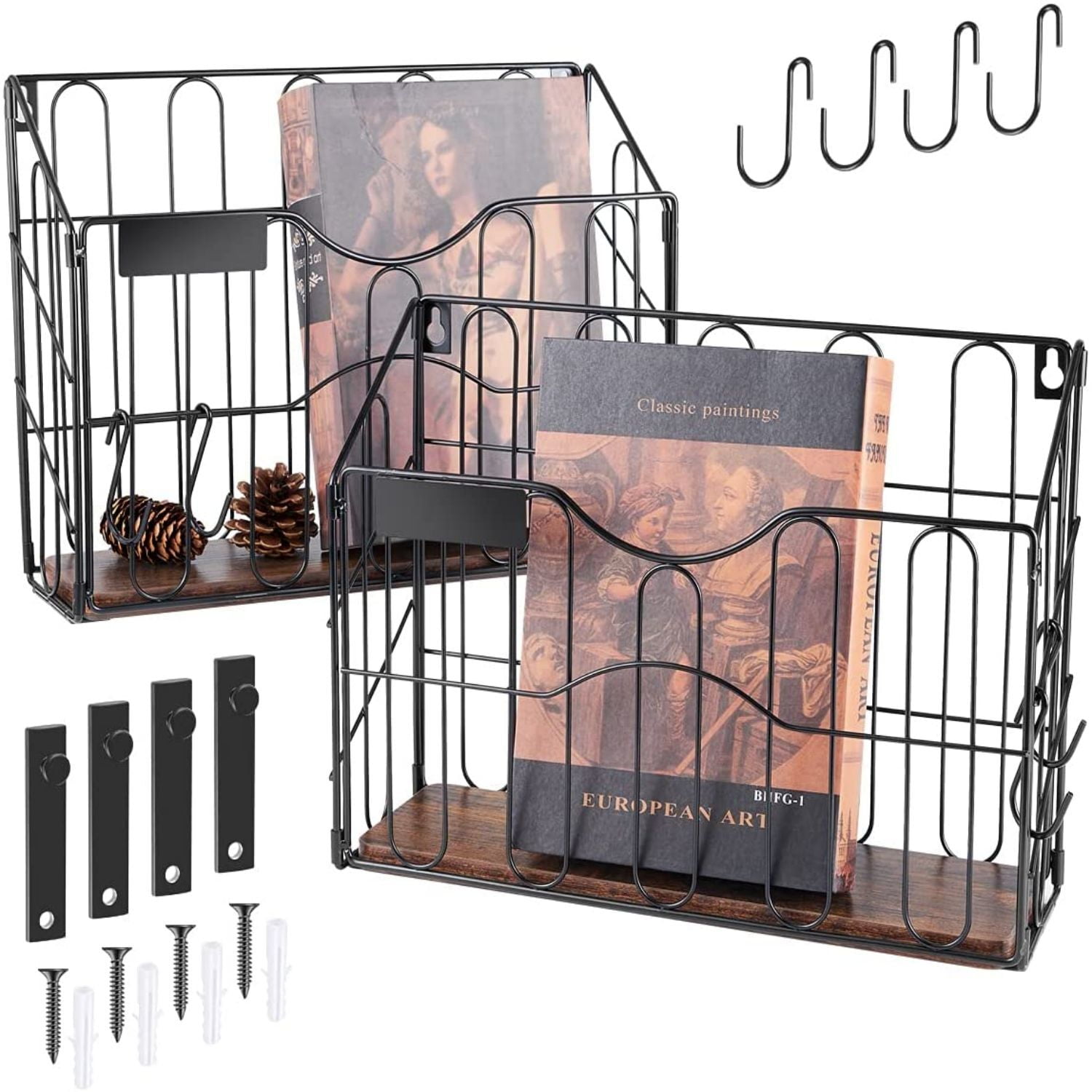 Techvida Wall File Organizer Metal Office Wall Organizer for Office, Home, 2 Pack