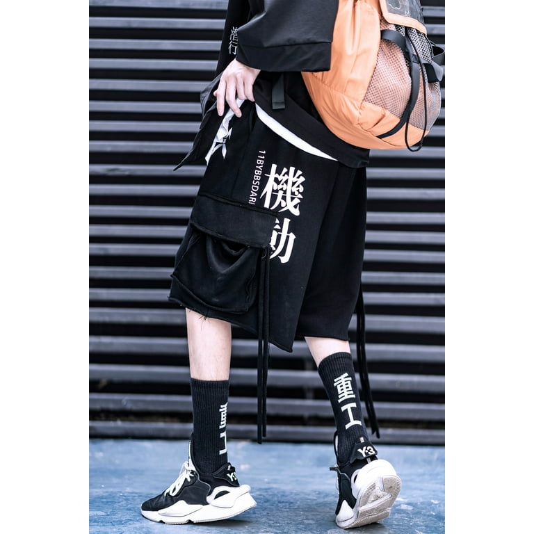 Techwear Streetwear Shorts for Men Industrial Japanese Kanji Techwear Streetwear Shorts for Men Industrial Japanese Kanji