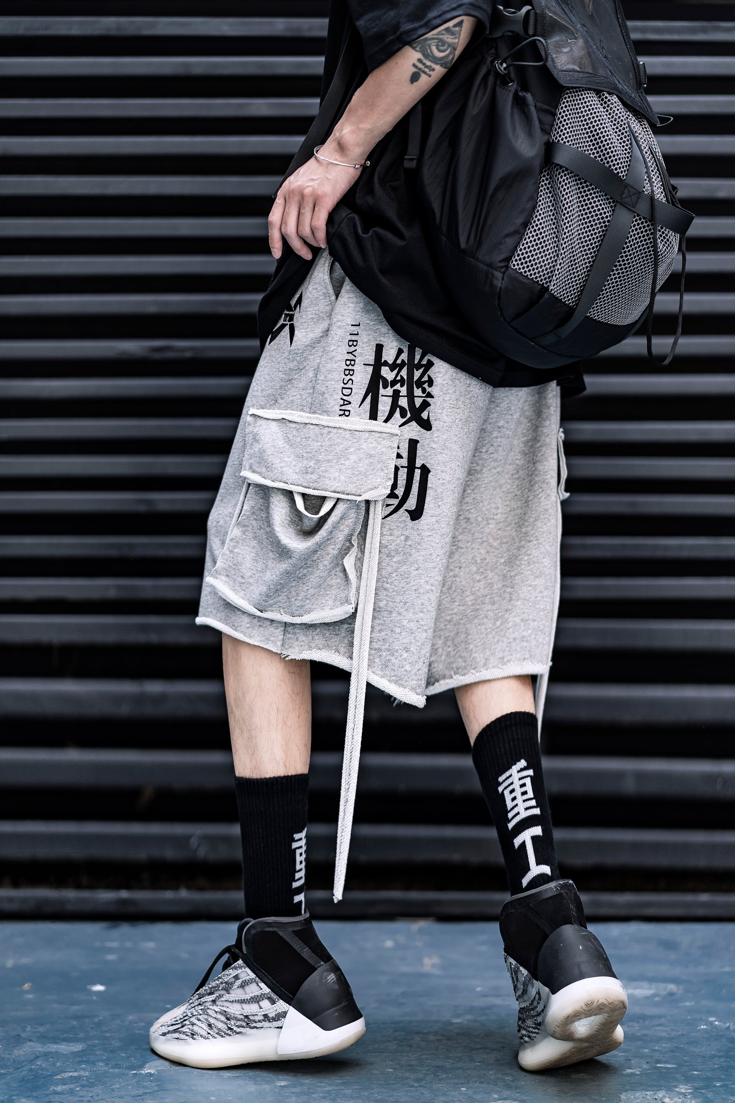 Techwear Streetwear Shorts for Men Industrial Japanese Kanji Techwear Streetwear Shorts for Men Industrial Japanese Kanji