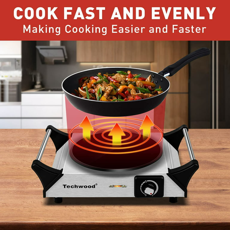Techwood 1200W Hot Plate Countertop Infrared Ceramic Single Burner for  Cooking 7.5” Glass Cooktop Portable Electric Stove Compatible for All  Cookwares
