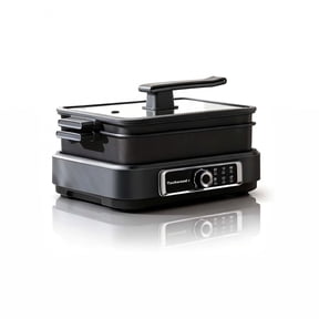 Techwood 7.5QT 2-in-1 Multi-Cooker & Slow Cooker, Electric Skillet with Removable Nonstick Pan & Cooking Pot, 5 Adjustable Heat Levels, Dishwasher Safe, Large Capacity, Black