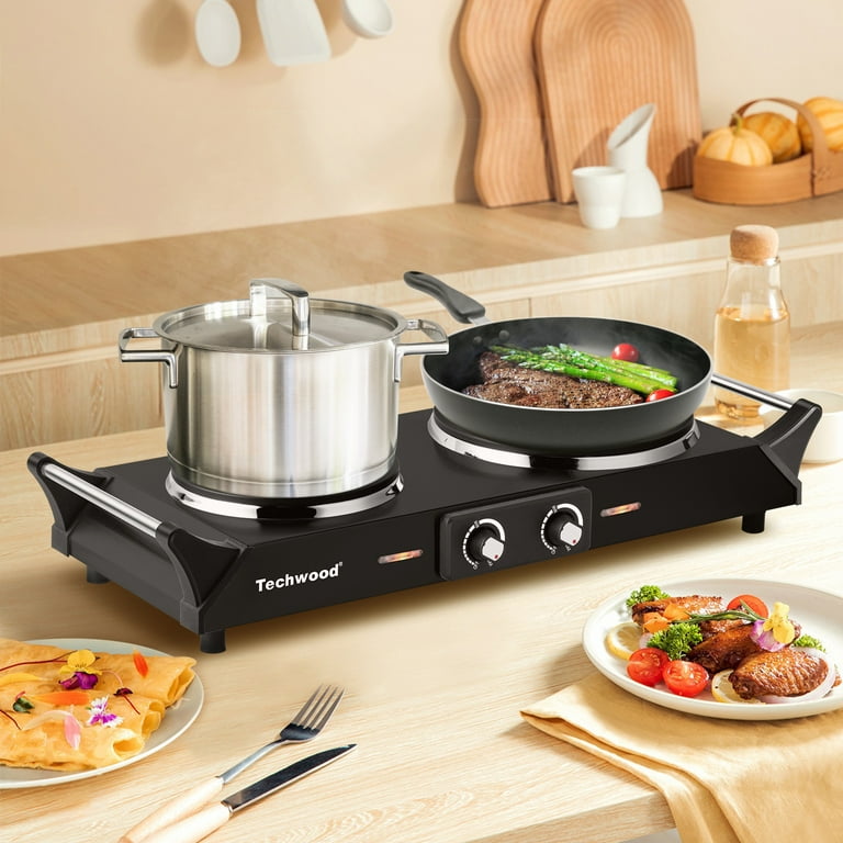 Electric Stove Cooktop Burner 1800W Hot Plate Portable 2 Burners Kitchen  Cooking